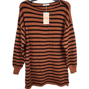 NWT KIRUNDO Fall‎ Winter Oversized Long Sleeve Striped Sweater Casual Small